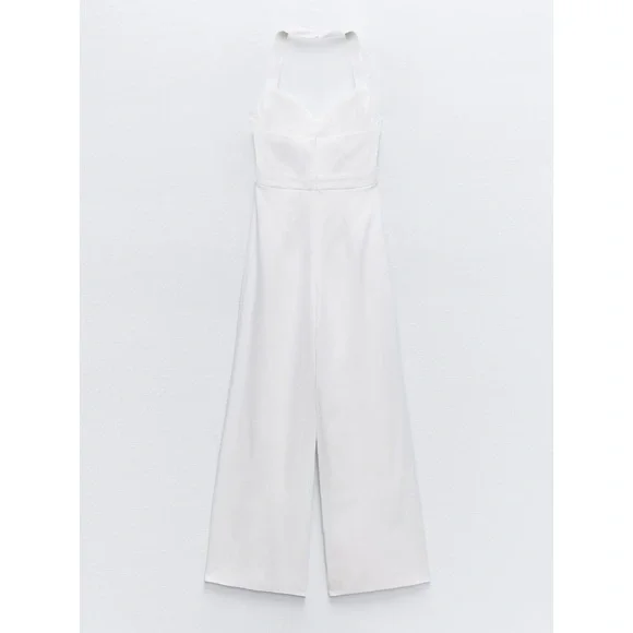Zara LINEN BLEND CUT OUT JUMPSUIT